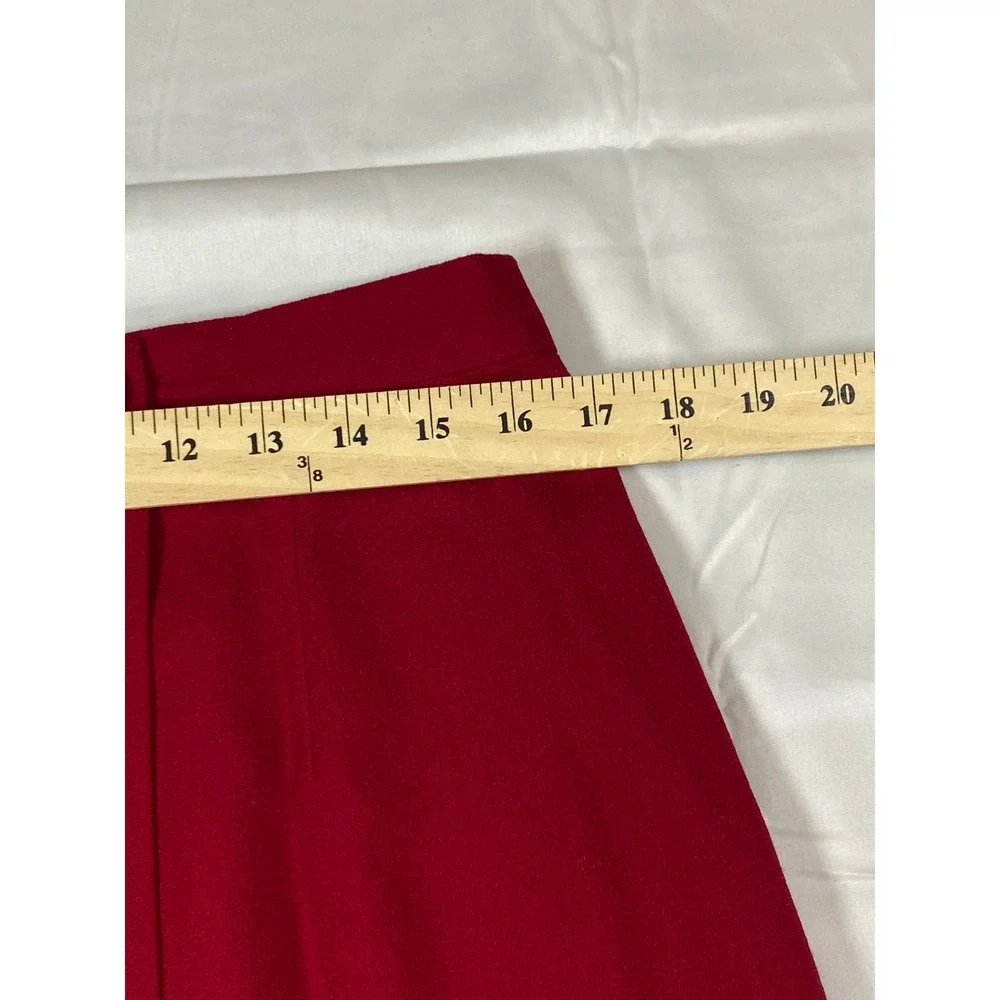 Trio New York Red 100% Wool Wrap Mini Skirt Vintage Size 14 Style 912 High Waist